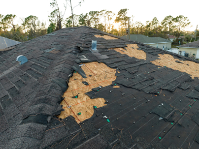 Damaged shingles on roof